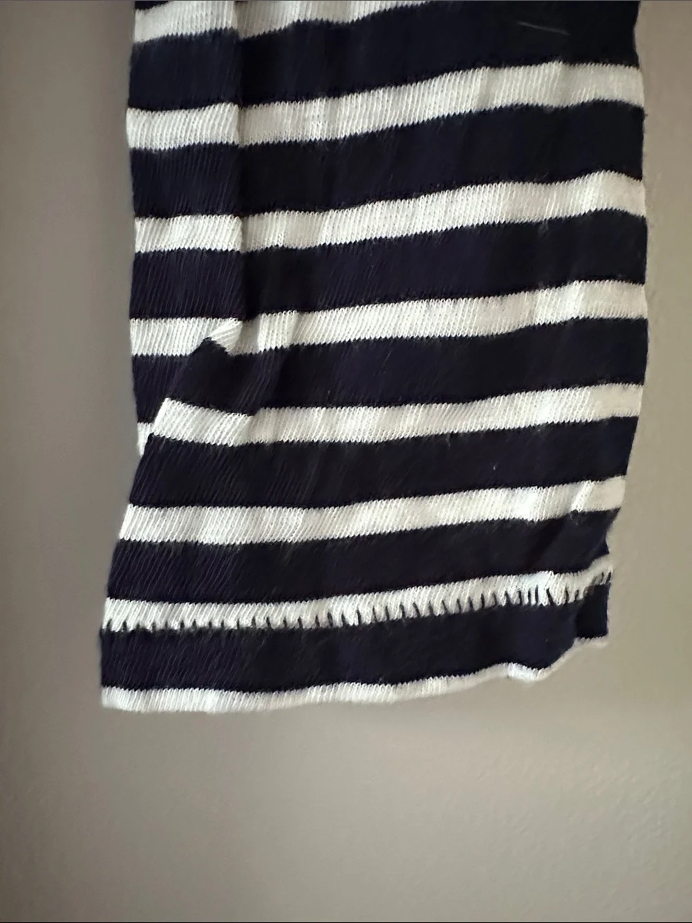 J. Crew Navy and White Striped 3/4 Sleeve Tee with Beaded Starburst - Size XS